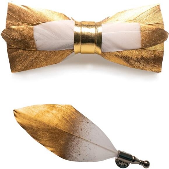 Handmade Feather Pre-tied Bow tie 07